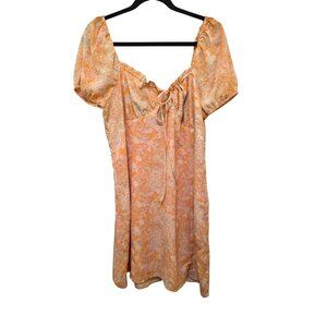 BP. Floral Puff Sleeve 90s Mini Dress XL Polyester Blend